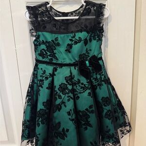 Jona Michele Black and Green Formal Holiday Toddler Dress